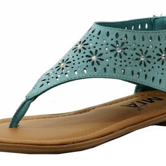 Girls Sandals American Eagle AE Cage Blue Hooded Flat Zipper Shoes-size 12 - Picture 9 of 12